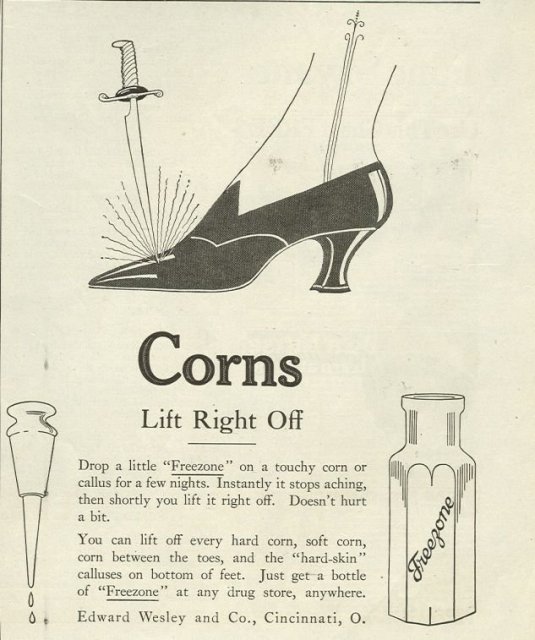 Freezone Lifts Corns 1921 Magazine Advertisement