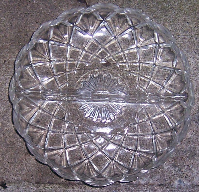 Vintage Clear Glass Waffle Pattern Divided Relish Dish