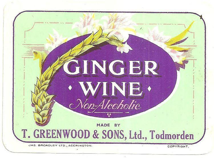 Vintage Label for Ginger Wine, Non-Alcoholic, T. Greenwood & Sons
