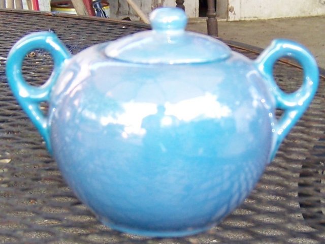 Blue Lustre Sugar Bowl With Handles and Lid