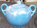Blue Lustre Sugar Bowl With Handles and Lid