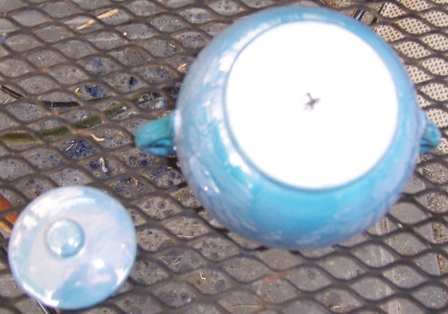 Blue Lustre Sugar Bowl With Handles and Lid