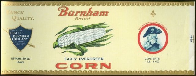 Burnham Brand Early Evergreen Corn Can Label