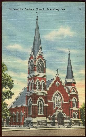 Postcard St. Joseph's Catholic Church, Petersburg, Virginia