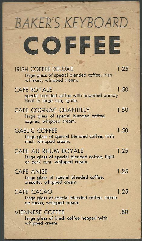 Don Shirley Signed Menu for Baker's Keyboard Coffee Lounge, Detroit, Michigan