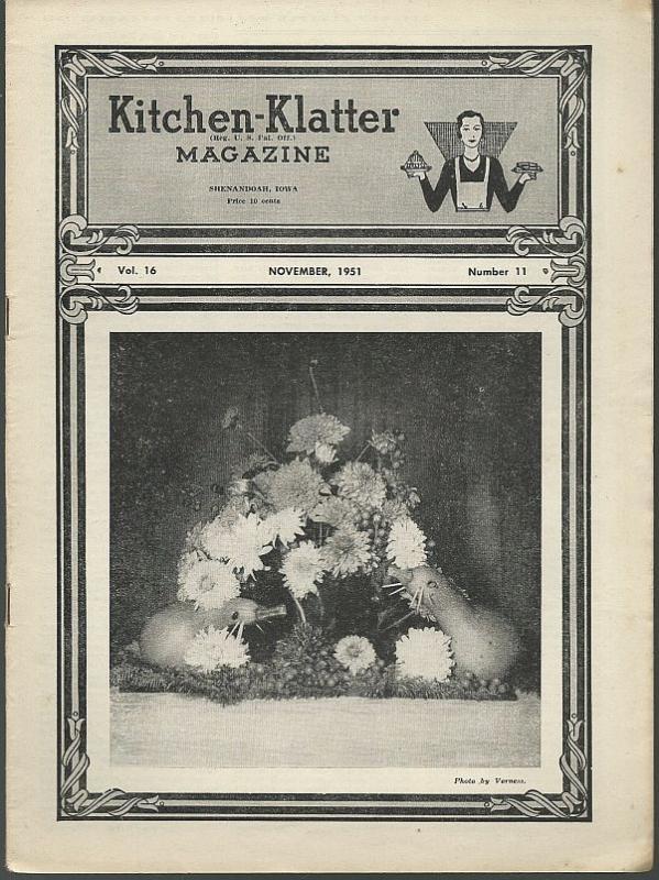 Kitchen Klatter Magazine November 1951 Thanksgiving Dinner Based on Corn/Recipes