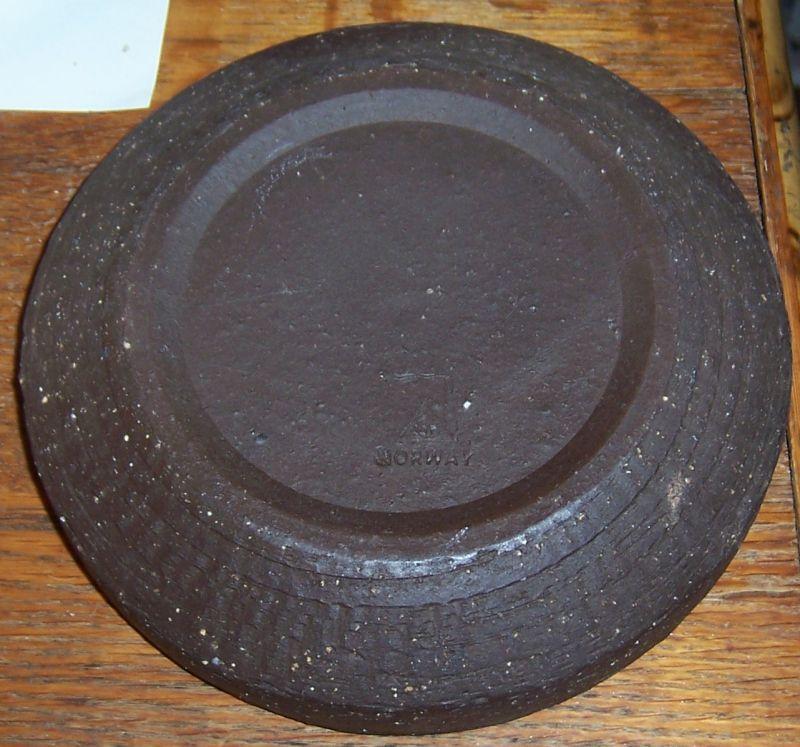 Vintage Large Blue and Brown Pottery Round Ashtray From Norway Pottery