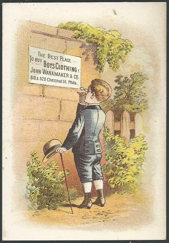 Victorian Trade Card for John Wanamker Boy's Clothing with Dapper Boy