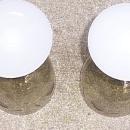 Set of Four Fry Glass Etched Smoke Wine Glasses with Milk Glass Stems
