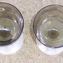 Set of Four Fry Glass Etched Smoke Wine Glasses with Milk Glass Stems