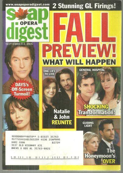 Soap Opera Digest Magazine September 6, 2005 Fall Preview on the Cover