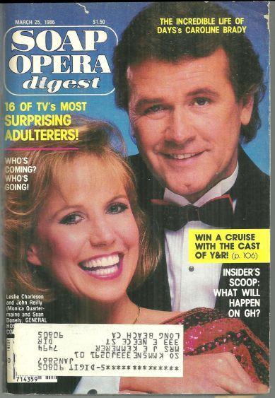 Soap Opera Digest March 25, 1986 Leslie Charleson and John Reilly From GH