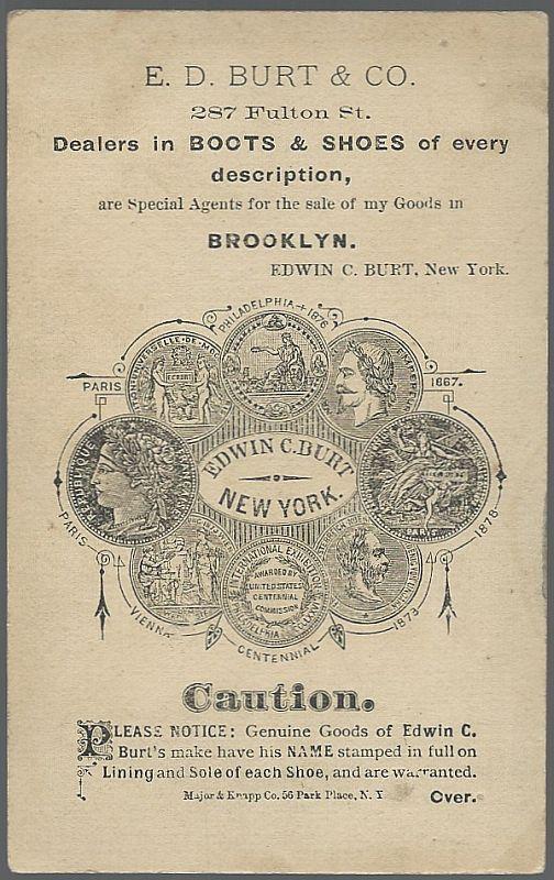 Victorian Trade Card for Edwin C. Burt Fine Shoes with Boy in Field of Flowers
