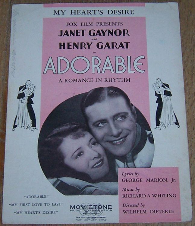 My Heart's Desire a Romance in Rhythm From Adorable Starring Janet Gaynor 1933