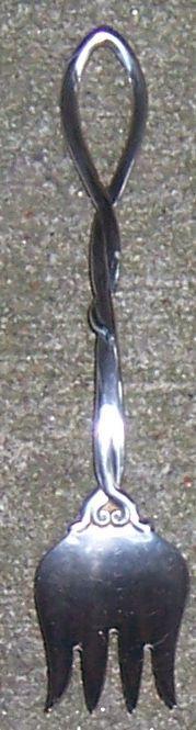Vintage Sterling Silver Ramekin Fork with Loop Vine Handle
