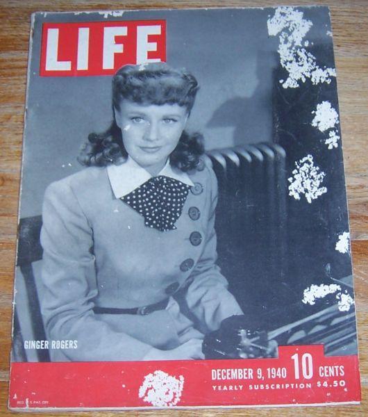 Life Magazine December 9, 1940 Ginger Rogers on Cover/Christmas Toys/Painting