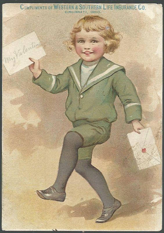 Victorian Trade Card for Western and Southern Life Insurance with Dancing Boy