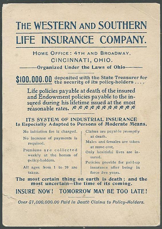 Victorian Trade Card for Western and Southern Life Insurance with Dancing Boy