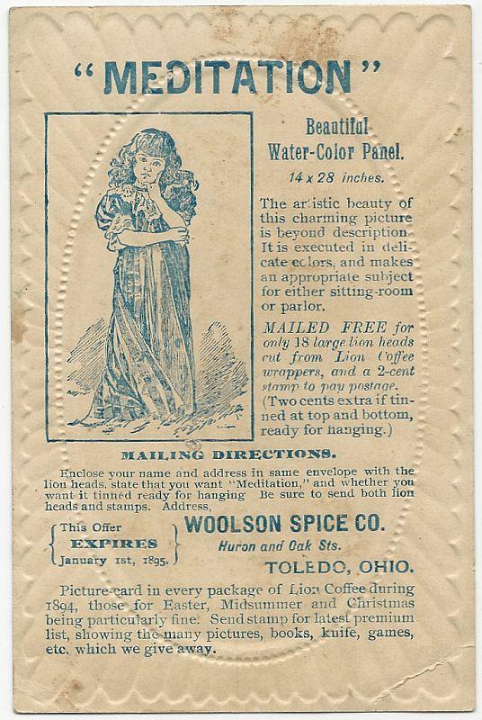 Victorian Trade Card For Woolson Spice Co. with Boy Carrying Girl Over Water