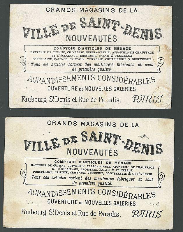 Lot of Two Victorian Trade Cards for Ville de Saint Denis Paris with Landscapes
