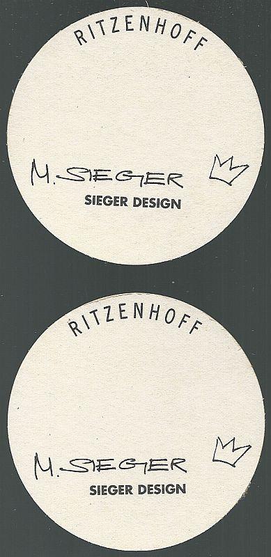 Set of Two Michael Sieger Ritzenhoff, Germany Beer Mats/Coasters King of Drinks