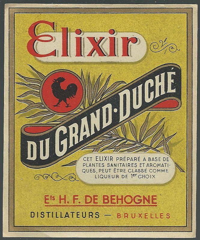 Vintage Label for Elixir du Grand Duche, Bruxelles