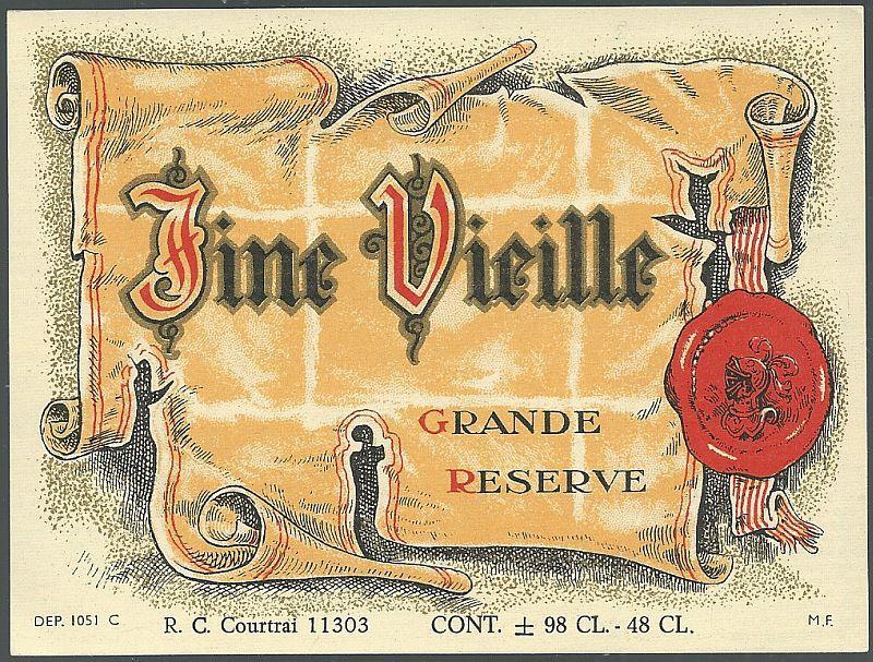 Vintage Wine Label for Fine Vielle Grande Reserve