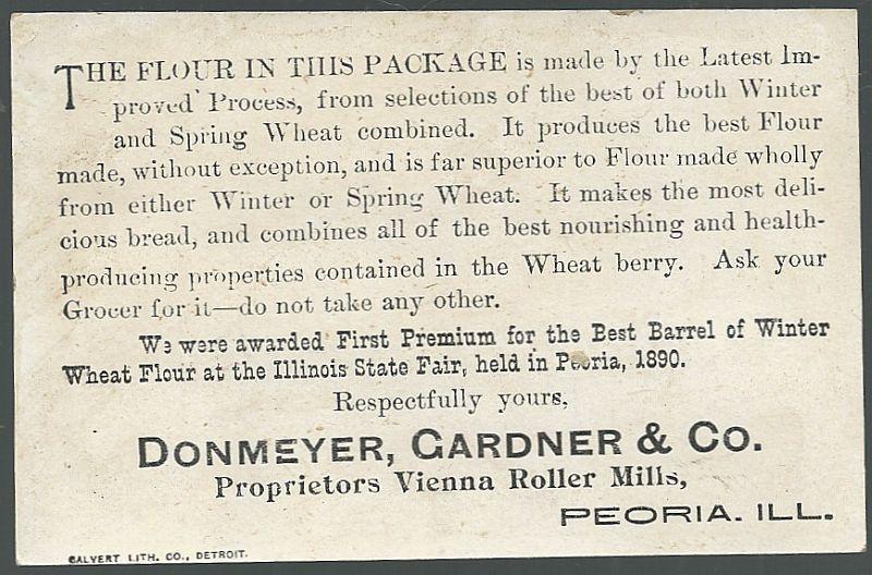 Victorian Trade Card for Vienna Roller Mills Flour Peoria with Two Lovely Girls