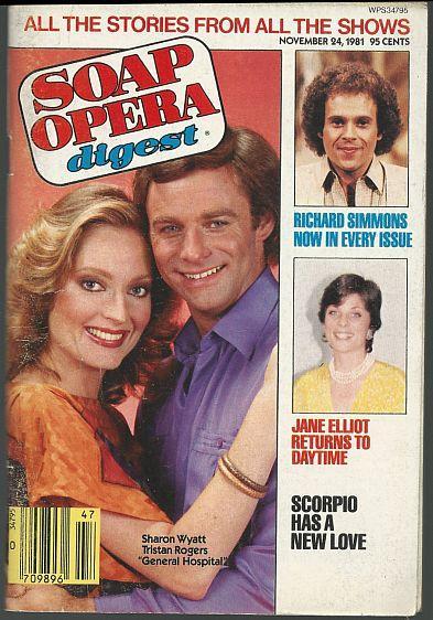 Soap Opera Digest Magazine November 24, 1981 Sharon Wyatt and Tristan Rogers GH