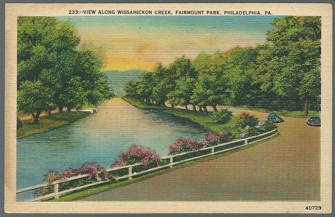 Vintage Postcard View Along Wissahickon Creek Fairmount Park Philadelphia Penn