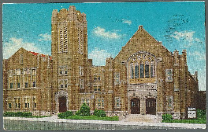 Vintage Postcard of Central Baptist Church, Broadway Quincy, Illinois 1974