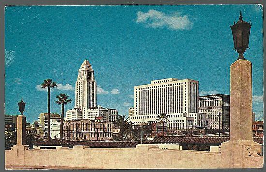 Vintage Postcard of Los Angeles Civic Center Skyline, Los Angeles, California