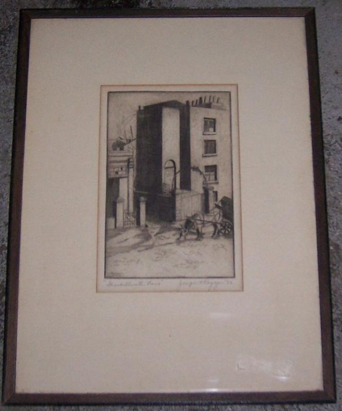 Vintage Framed Signed Sketch of Shackelwell Lane, London 1932
