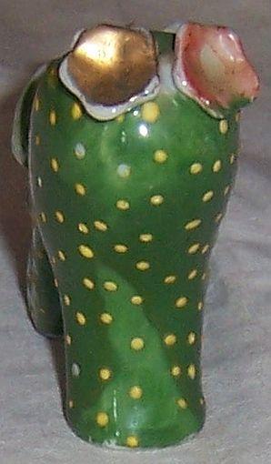 Vintage Japan Green High Heeled Shoe with Polka Dots and Flowers