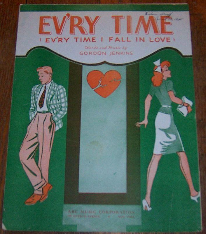 Ev'ry Time (Ev'ry Time I Fall in Love) 1944 Vintage Sheet Music