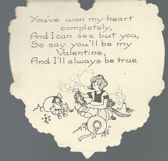 Heart Shaped Victorian Valentine with Girl and Boy To My Valentine Won My Heart