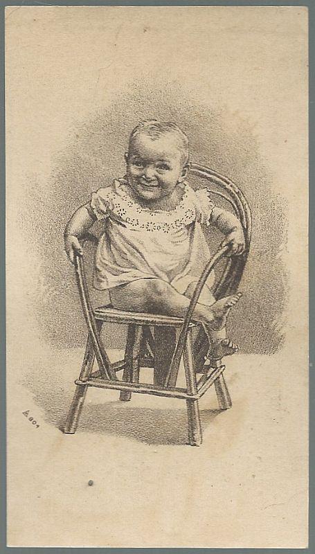Victorian Trade Card for Polishine Household Cleaner with Baby in Chair