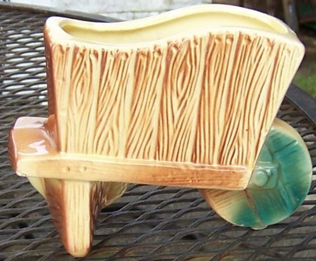 Royal Copley Baby Duck and Wheel Barrow Planter