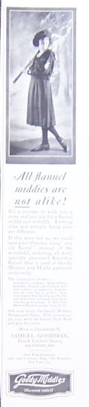 Goody Flannel Middies 1921 Magazine Advertisement
