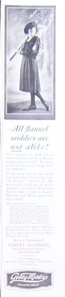 Goody Flannel Middies 1921 Magazine Advertisement