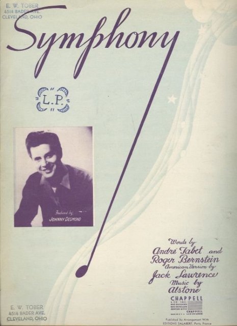 Symphony Featured by Johnny Desmond 1945 Sheet Music