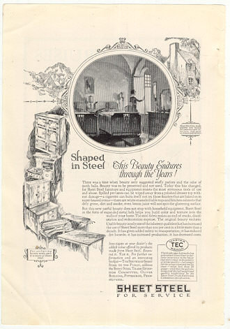 Sheet Steel for Household Equipment 1926 Advertisement