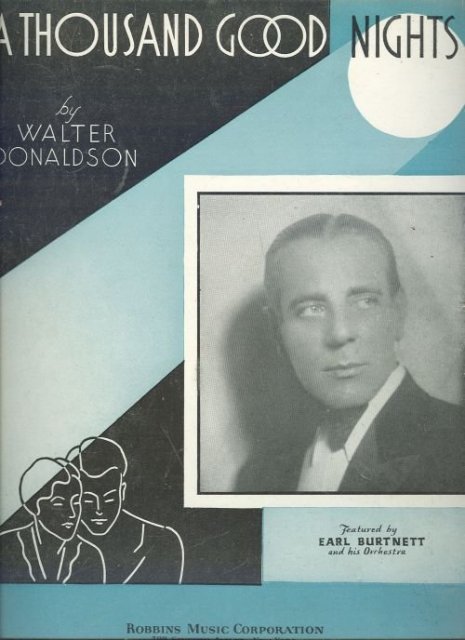 A Thousand Good Nights Featured by Earl Burtnett 1934 Sheet Music