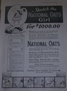 Sketch the National Oats Girl 1916 Advertisement