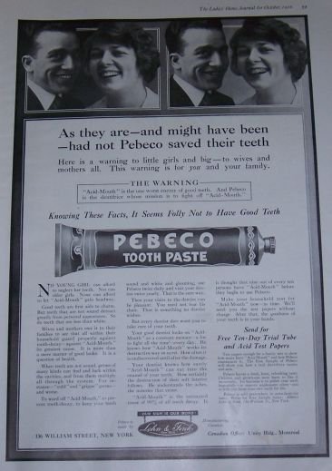Pebeco Toothpaste Fights Acid Mouth 1916 Advertisement