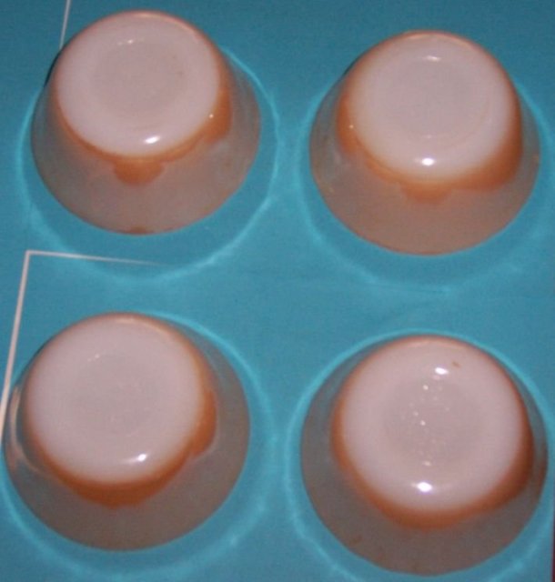 Set of Four Copper Tint Scalloped Edge Custard Bowls