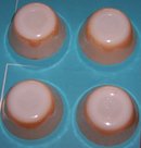 Set of Four Copper Tint Scalloped Edge Custard Bowls