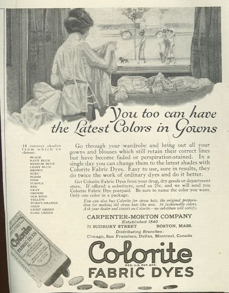 Latest Colors in Gowns with Colorite Dye 1921 Advertisment