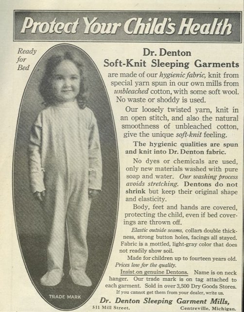 Dr. Denton Sleeping Garments 1921 Advertisement