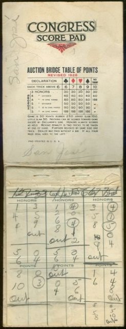 Masqueraders Deco Congress Score Pad Revised 1926